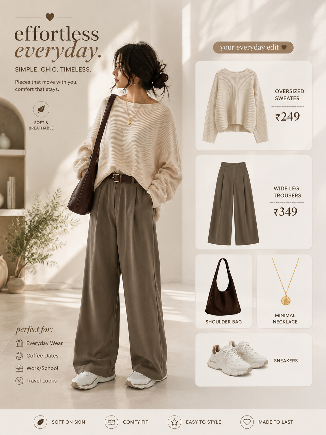 Fitted Top + High-Waisted Wide-Leg Pants