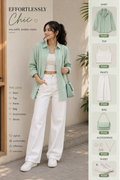Oversized Shirt + Tube Top + Wide-Leg Pants