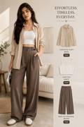 Oversized Shirt + Tube Top + Wide-Leg Pants