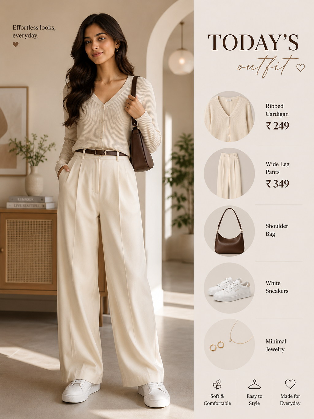 Oversized  Shirts + Tube Top + Wide-Leg Pants