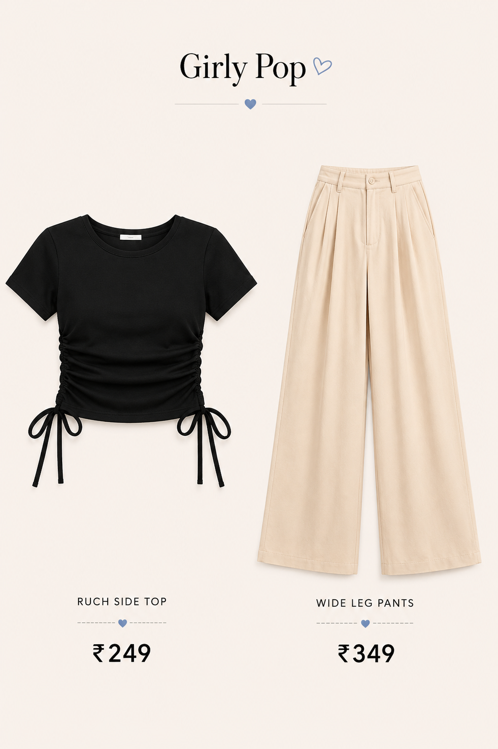 Fitted Top + High-Waisted Wide-Leg Pants