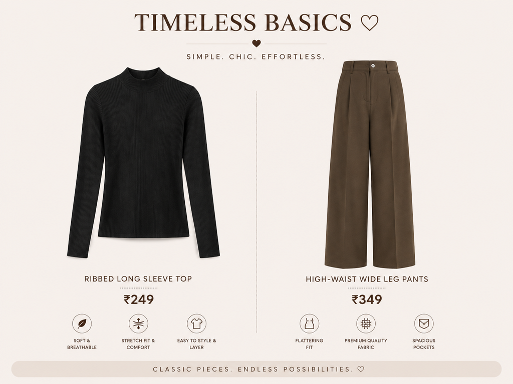 Fitted Top + High-Waisted Wide-Leg Pants
