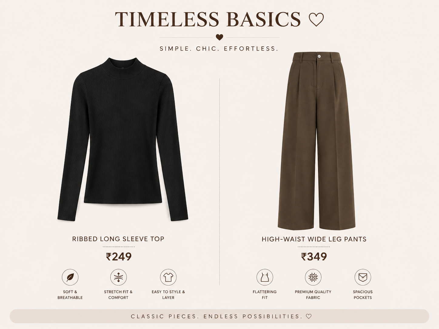 Fitted Top + High-Waisted Wide-Leg Pants