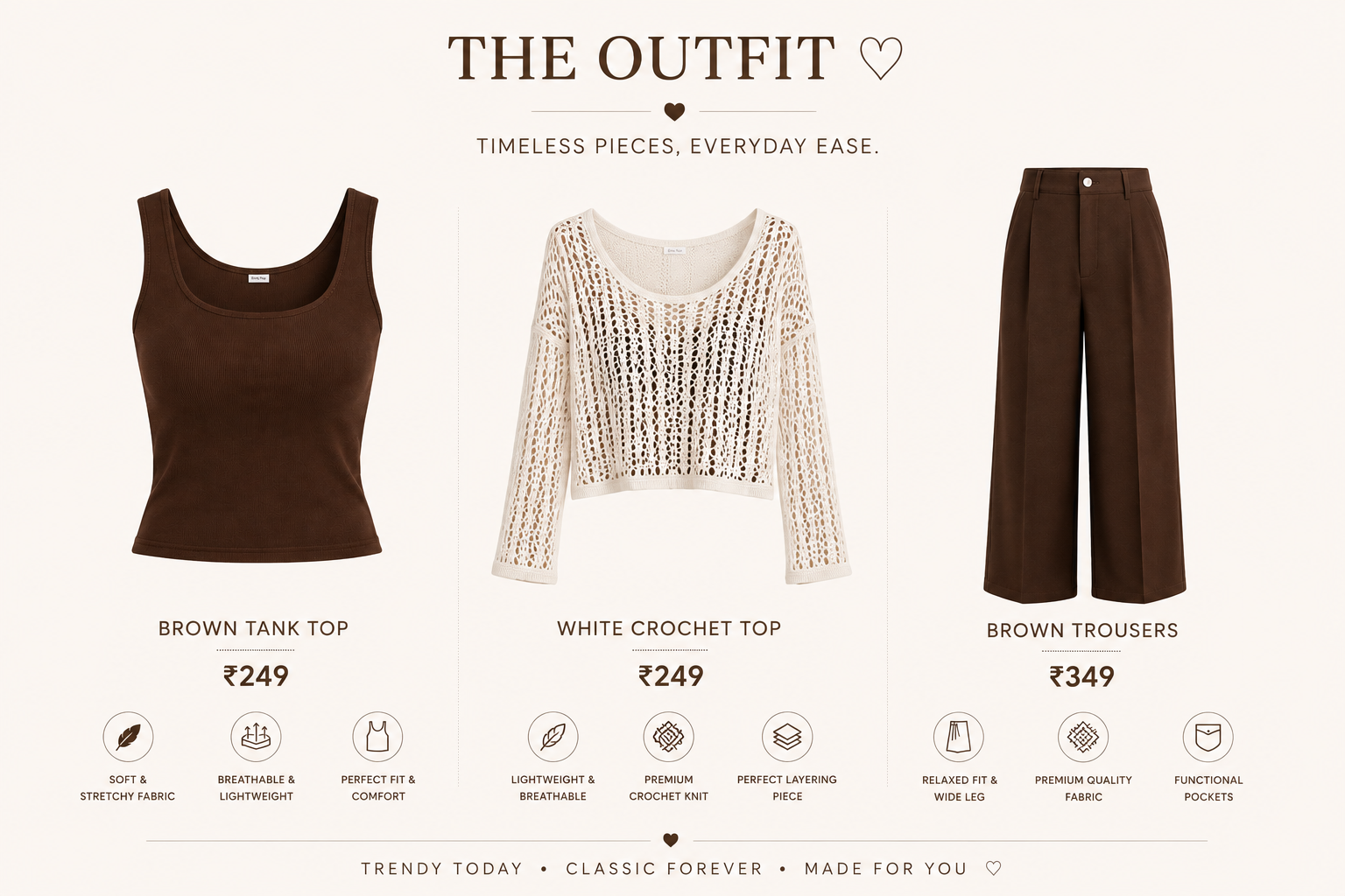 Fitted Top + High-Waisted Wide-Leg Pants