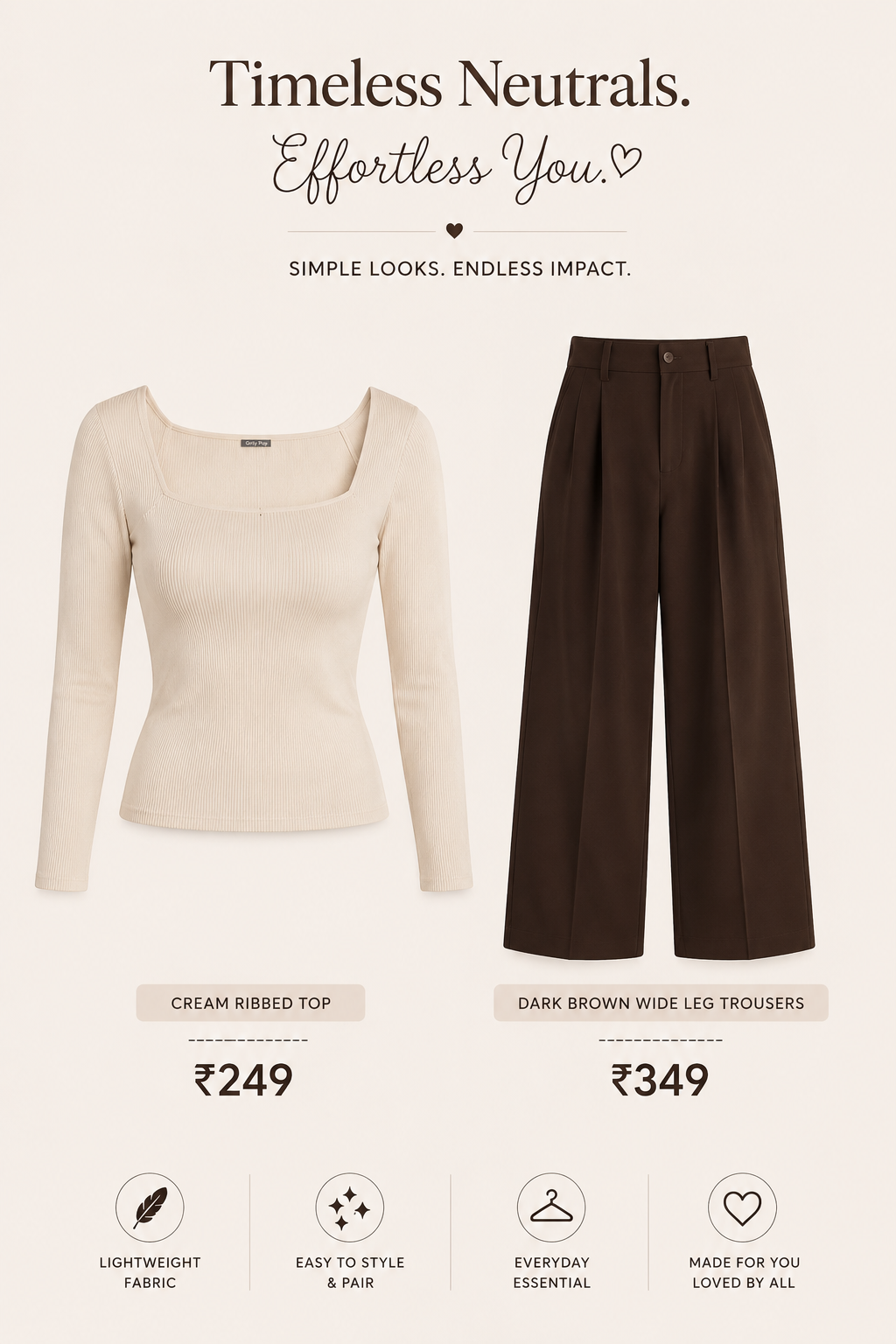 Fitted Top + High-Waisted Wide-Leg Pants