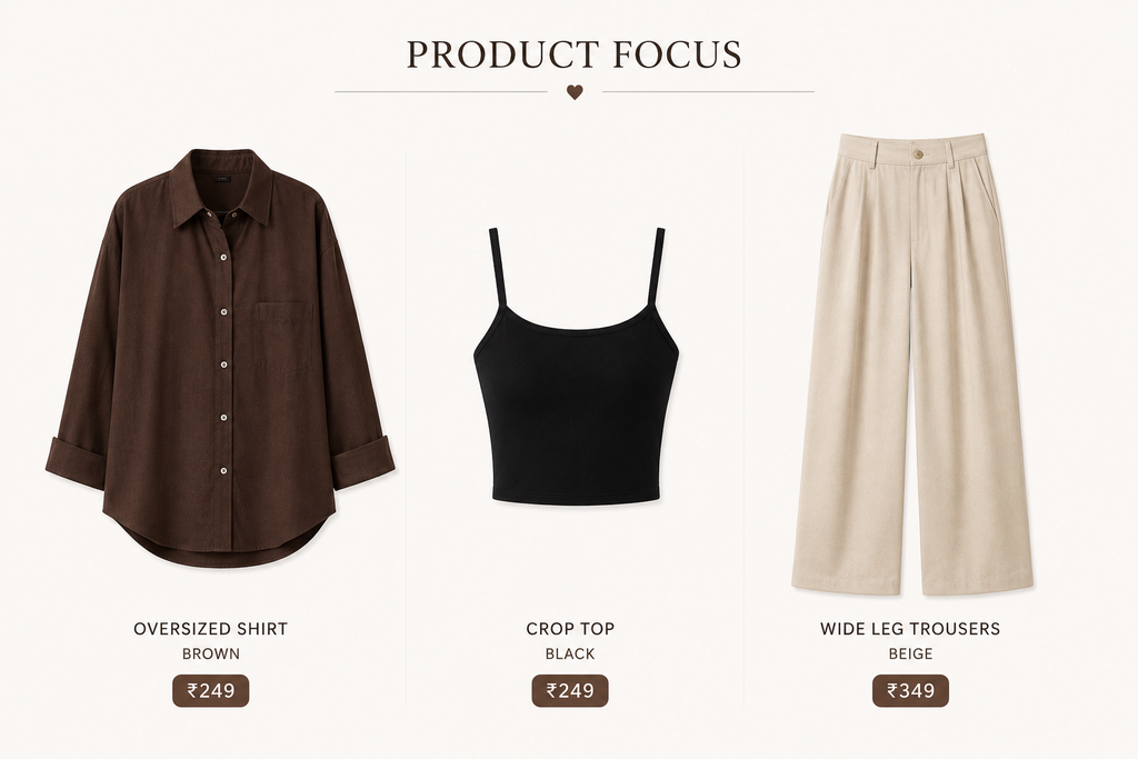 Oversized Shirt + Tube Top + Wide-Leg Pants