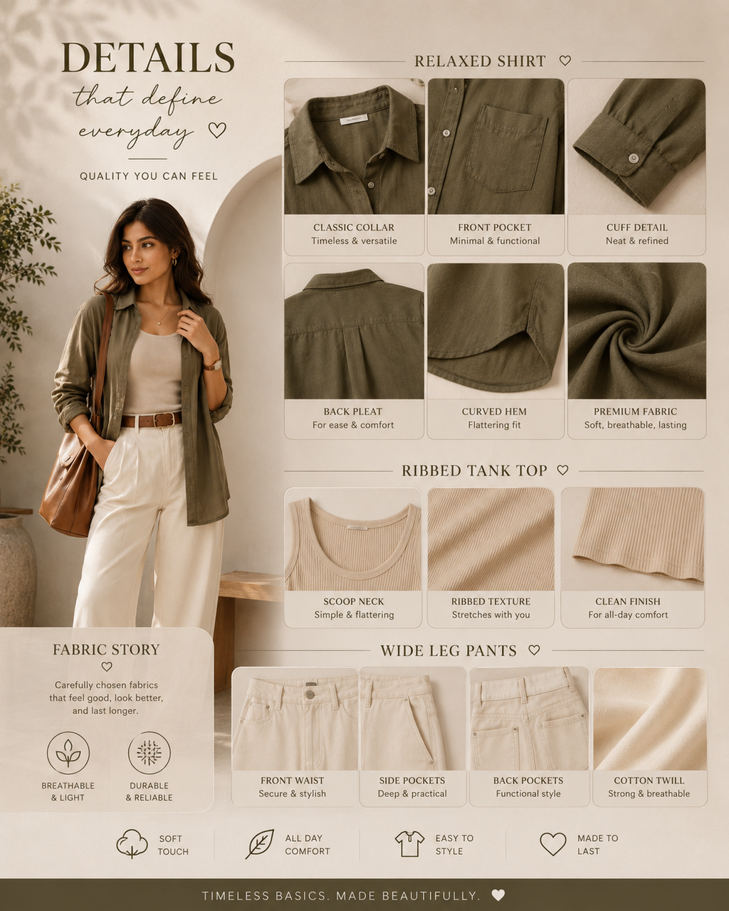 Oversized Shirt + Tube Top + Wide-Leg Pants