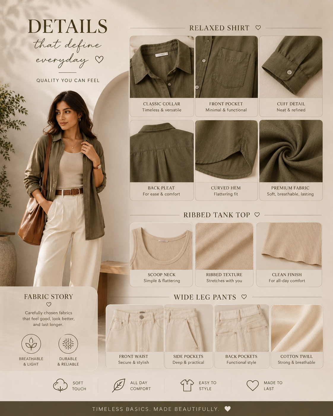 Oversized Shirt + Tube Top + Wide-Leg Pants