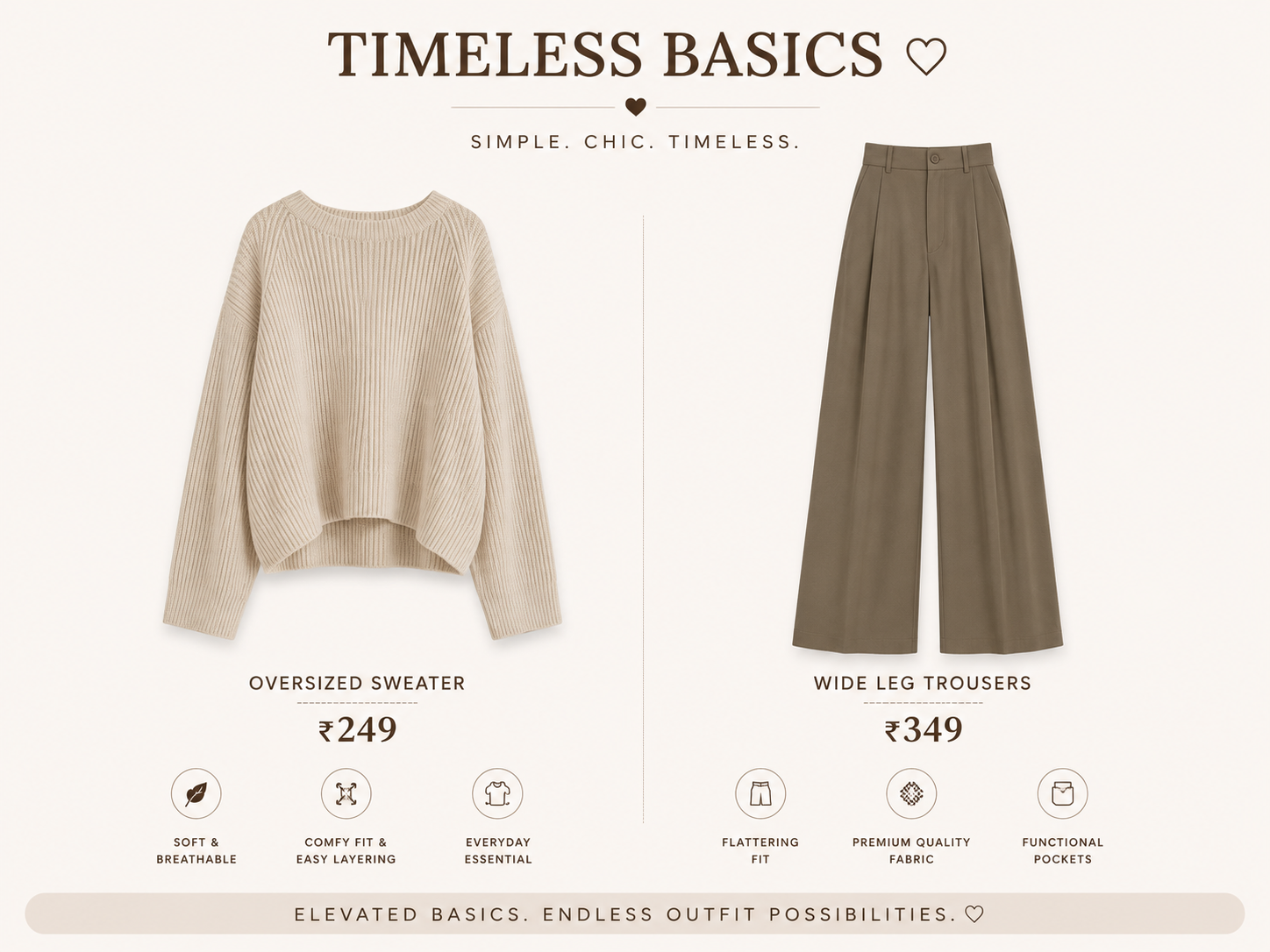 Fitted Top + High-Waisted Wide-Leg Pants