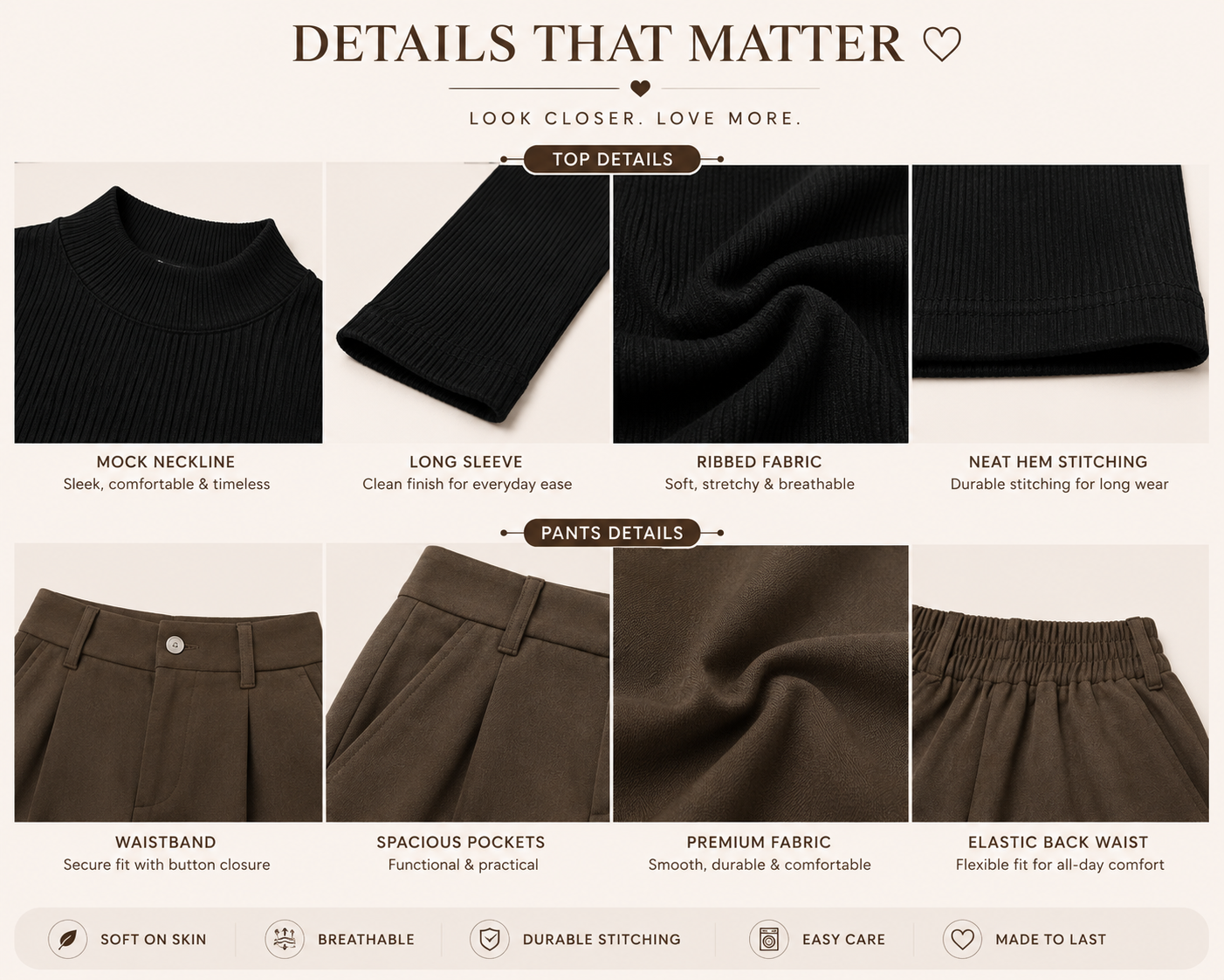 Fitted Top + High-Waisted Wide-Leg Pants