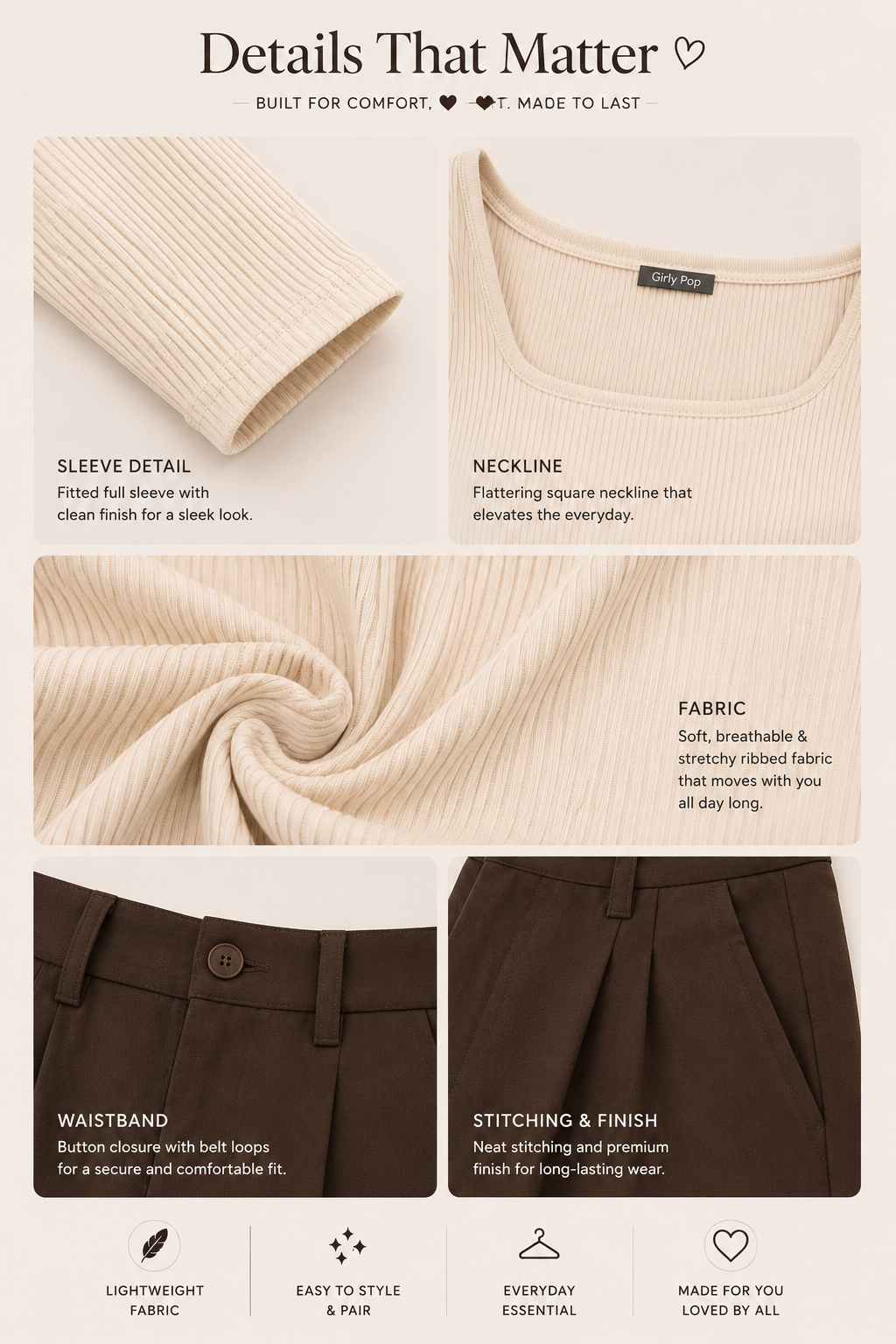 Fitted Top + High-Waisted Wide-Leg Pants