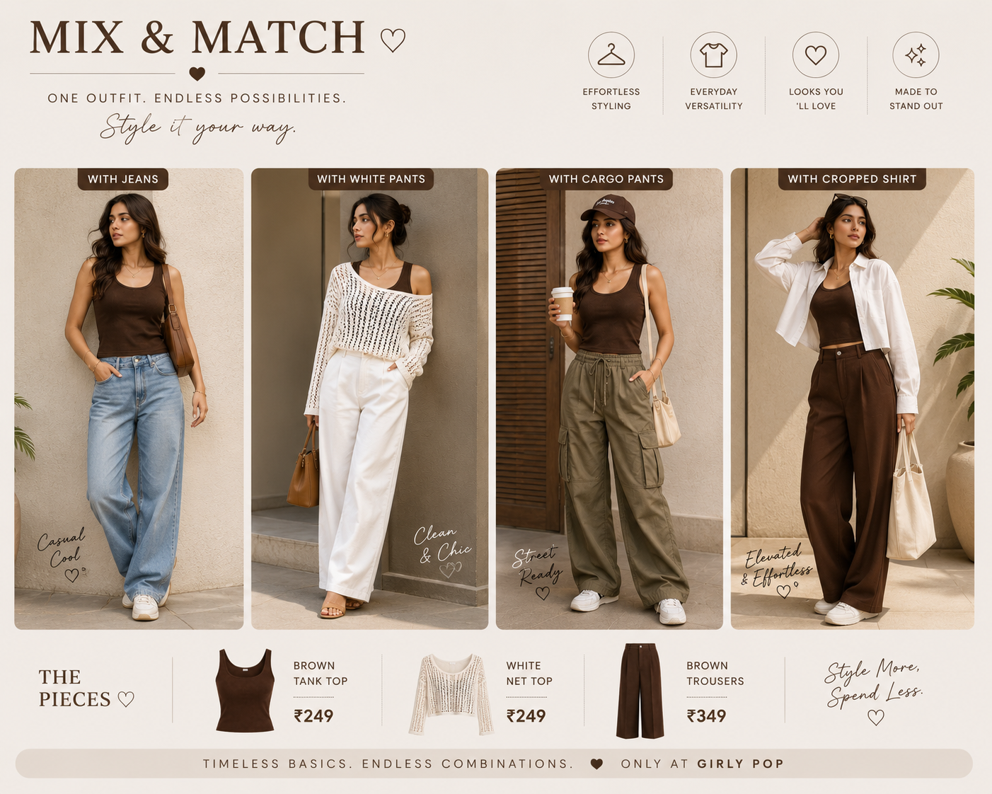Fitted Top + High-Waisted Wide-Leg Pants