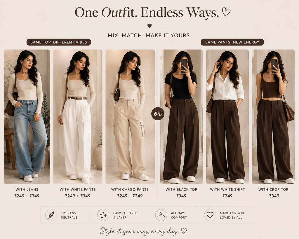 Fitted Top + High-Waisted Wide-Leg Pants