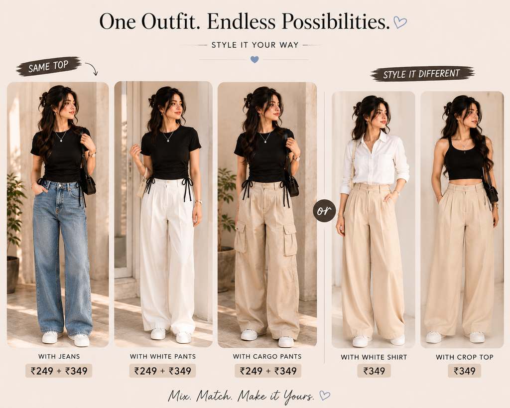 Fitted Top + High-Waisted Wide-Leg Pants