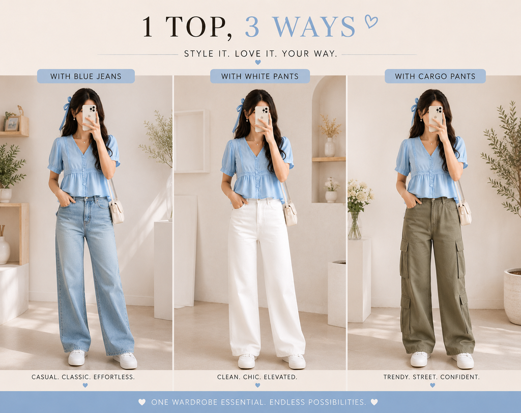 Fitted Top + High-Waisted Wide-Leg Pants