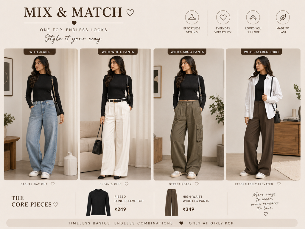 Fitted Top + High-Waisted Wide-Leg Pants