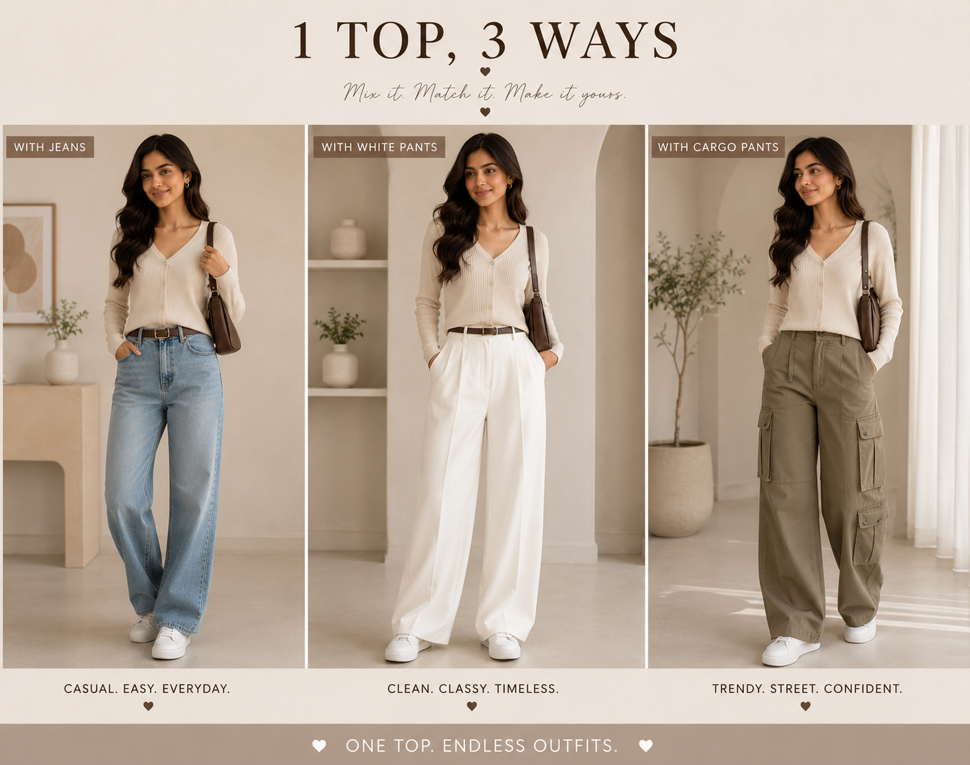 Oversized  Shirts + Tube Top + Wide-Leg Pants