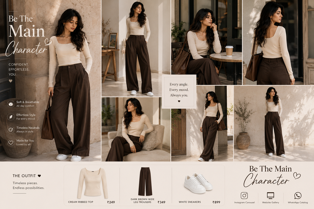 Fitted Top + High-Waisted Wide-Leg Pants