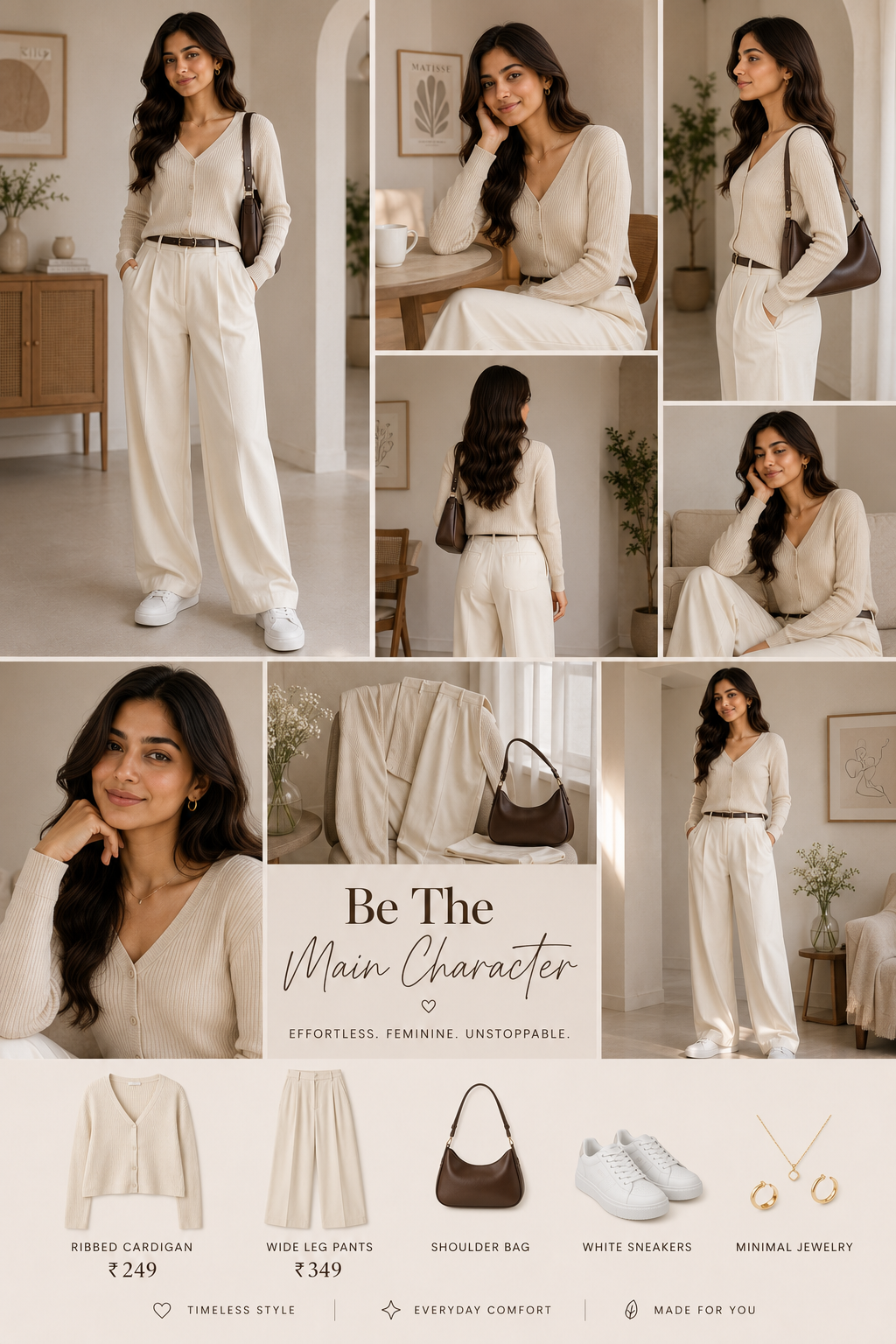 Oversized  Shirts + Tube Top + Wide-Leg Pants