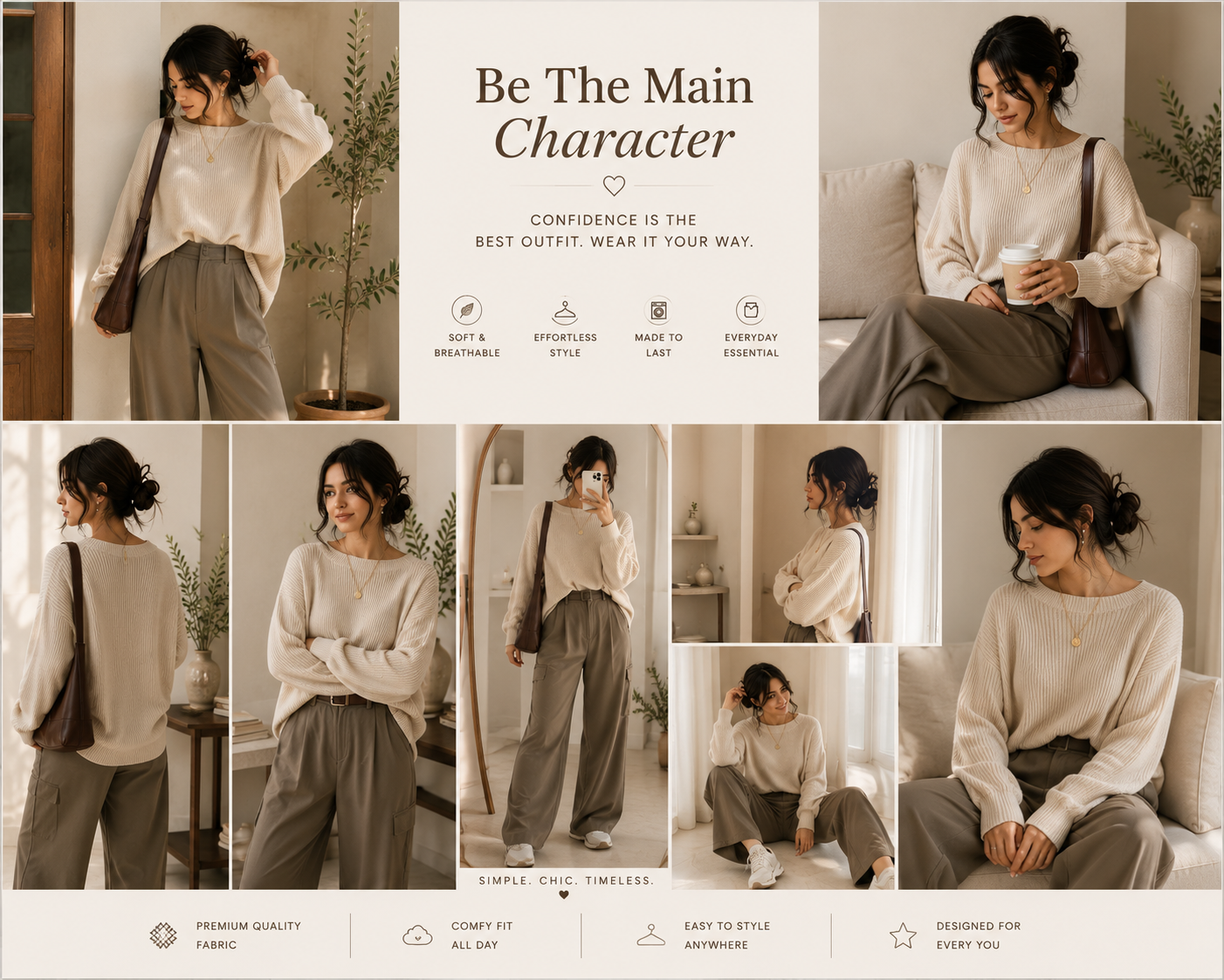 Fitted Top + High-Waisted Wide-Leg Pants