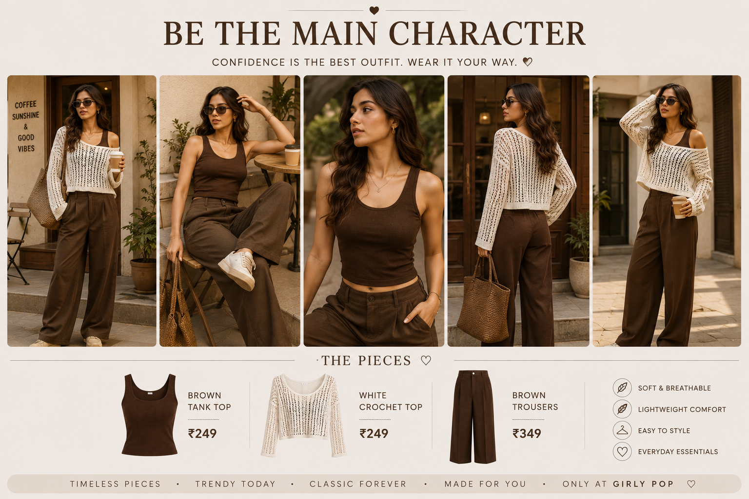 Fitted Top + High-Waisted Wide-Leg Pants