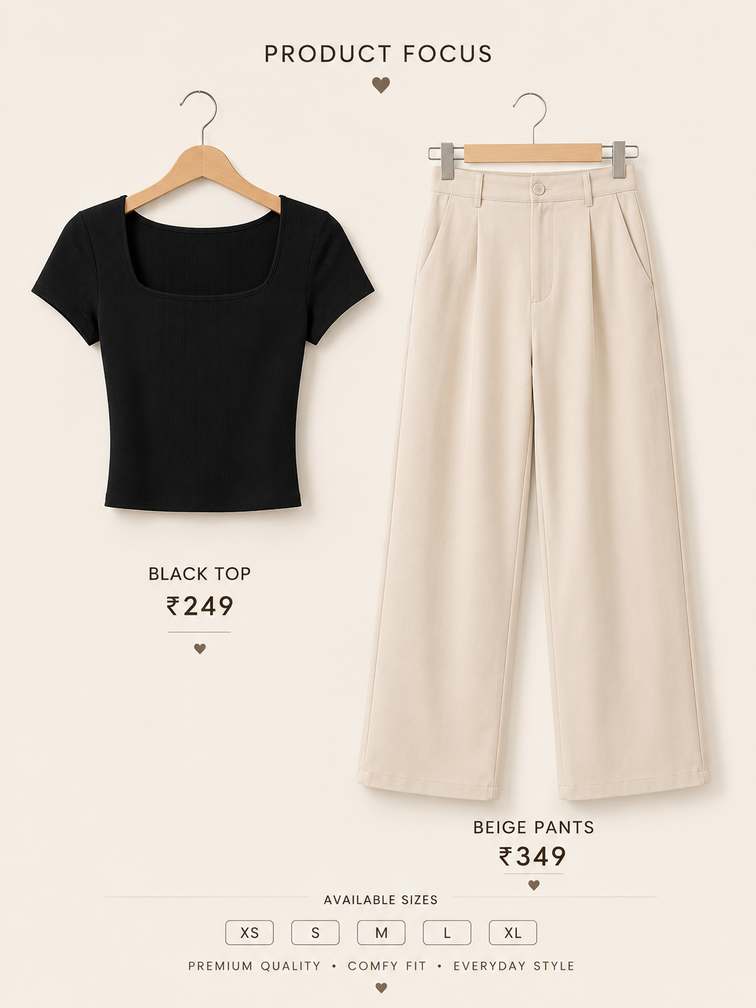 Fitted Top + High-Waisted Wide-Leg Pants