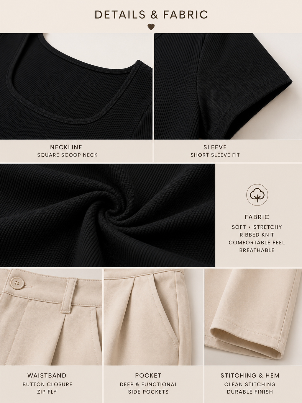 Fitted Top + High-Waisted Wide-Leg Pants