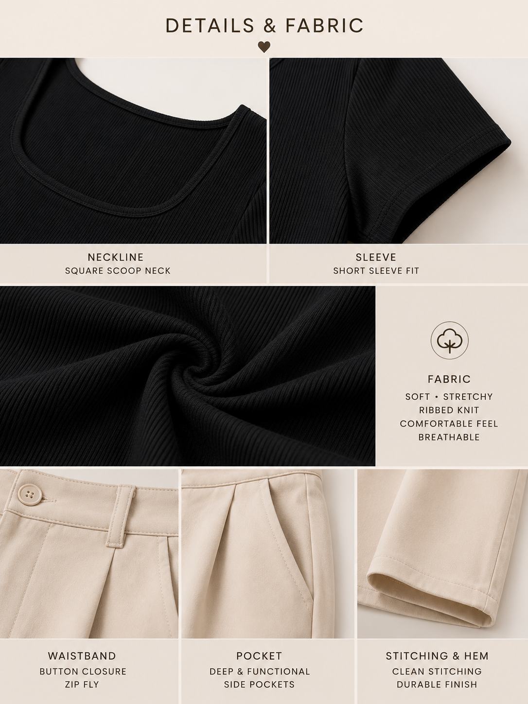 Fitted Top + High-Waisted Wide-Leg Pants