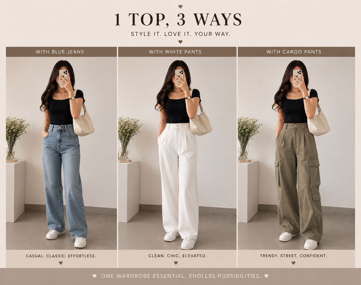 Fitted Top + High-Waisted Wide-Leg Pants
