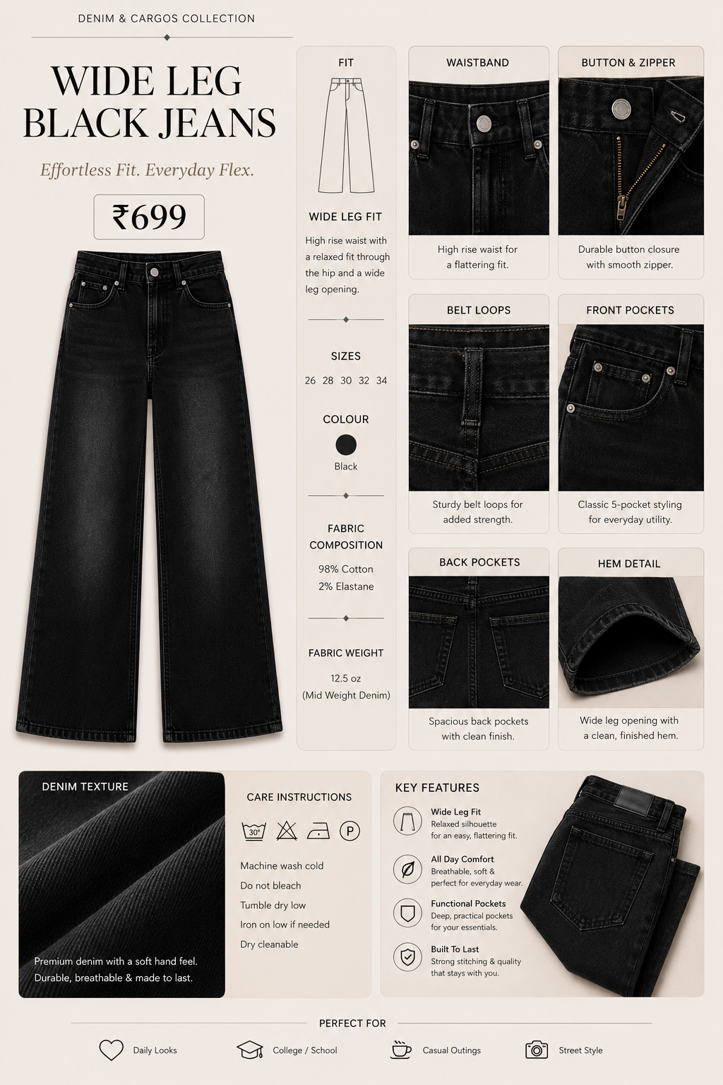 Premium High Waist Jeans & Cargo
