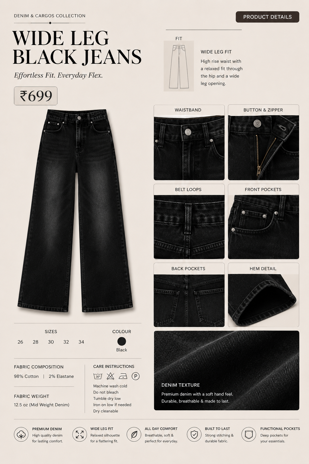 Premium High Waist Jeans & Cargo