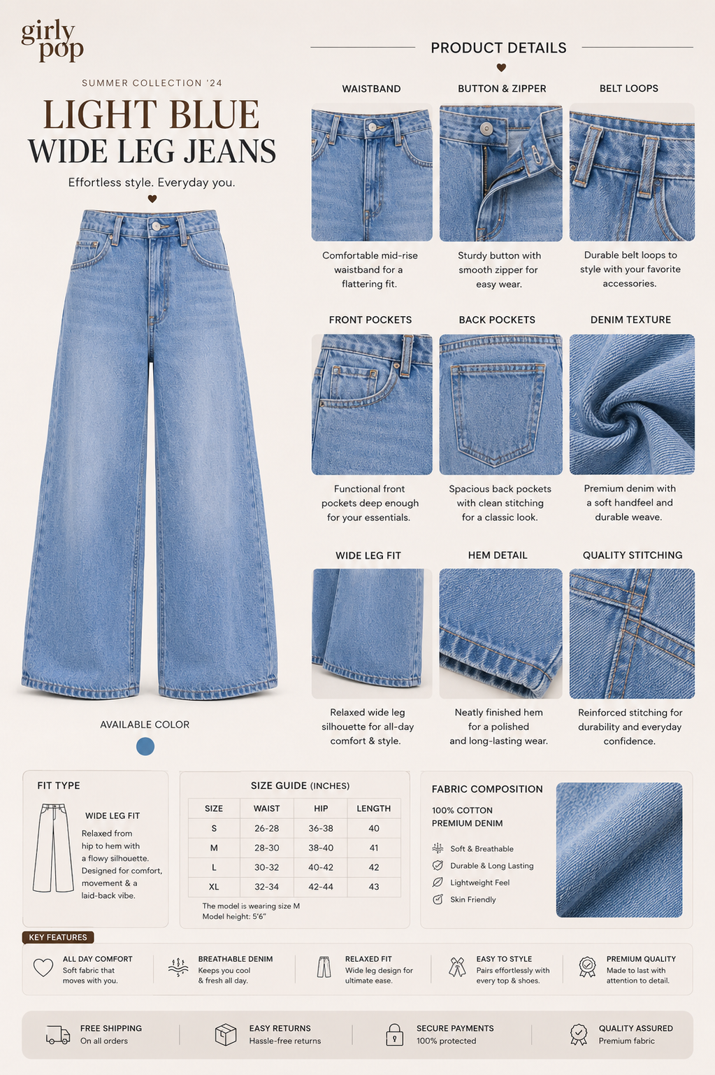 Premium High Waist Jeans & Cargo